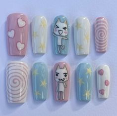 @a4ngelnails Nail Designs Sanrio, Pill Nails, Doing My Nails, Heavy Burden, Im So Happy, Punk Nails