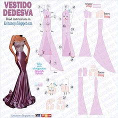 an image of a woman's dress sewing pattern with instructions to make it look like she