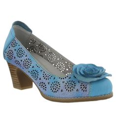 L'artiste By Spring Step Carmelita Pumps Women's Shoes Sky Blue 39, Sky Blue New Not Used Has A Small Mark Below The Flower See Pictures The L'artiste By Spring Step Carmelita Pumps Showcase Hand Painted Leather Uppers With Perforated Detail And A Trendy Tonal Leather Flower Applique. They Feature Beautiful Contrast Stitching, A Round Toe, And A Stacked Heel. Other Features Include: Faux Leather Lining, Padded Insoles, And Rubber Outsoles. Heel Height: 2 1/4 Inches. Sold As Shown In Pictures Tha L'artiste By Spring Step, Spring Step Shoes, Leather Flower, Hand Painted Leather, Leather Flowers, Painting Leather, Flower Applique, Best Sneakers, Stacked Heel