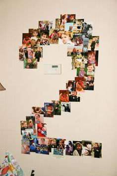 a number made out of photos hanging on the wall