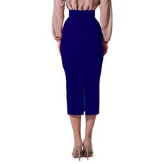 This navy blue midi skirt is crafted from a cotton and elastane blend for a comfortable fit. With a relaxed silhouette and asymmetrical hem, this stylish skirt will be a go-to item for your wardrobe. Product Features Please Compare your Measurements To our Size Chart Before Purchase Fully Lined Fitted waist Center back seam with invisible zipper Regular fit- true to size Skirt Length is 30 Inches from Waist Hand Wash with mild soap. Fabric is a 100% Cotton Crepe Delivery Time This item will be p Solid Color Midi Skirt For Workwear, Fitted Midi Skirt Solid Color, Solid Midi Length Skirt For Workwear, Midi Length Skirt For Workwear, Fitted Solid Color Midi Bottoms, Elegant Solid Color Midi-length Bottoms, Solid Color Midi Length Lined Pencil Skirt, Solid Color Midi Pencil Skirt With Lining, Solid Midi Length Lined Pencil Skirt