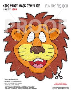 a lion mask with scissors for kids to make it look like he is ready to cut