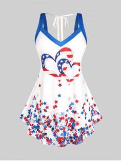 Rosegal Plus Size, Patriotic Fashion, American Flag Print, Plus Size Tank Tops, Print Tank Top, Fashion Plus Size, Trendy Plus Size Clothing, Graphic Tops, Print Tank