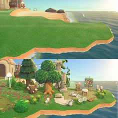 two different views of the same area in animal crossing