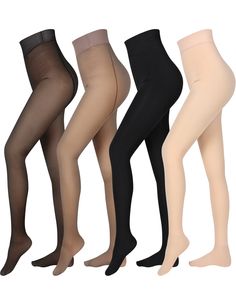 PRICES MAY VARY. What You Get: you will receive 4 pairs of fleece leggings, suitable for women and girls, rich styles and colors for you to replace and choose, you can also share them with your partners Proper Size: fleece translucent tights are not too thick or tight, for regular models, we recommend for women height 5'1''-5'8'', weight 88-160 lbs, and plus size models height 5'1''-5'8'', weight 160-209 lbs, please choose according to the size chart, sizes not labeled [plus size] are regular.; Translucent Leggings, Translucent Tights, Compression Pantyhose, Fleece Lined Tights, Lined Tights, Leggings Winter, Sheer Leggings, Thermal Tights, Fleece Lined Leggings