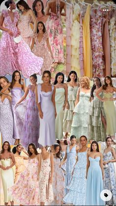 many different dresses are shown in this collage, including one woman wearing a dress and the