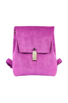 Purple Suede Woman bag from YASMINE collection. Purple Leather Bag with Gold plated front flap closure and adjustable shoulder straps. Bag can be worn in two ways - as regular backpack and as a shoulder bag! This high quality leather bag is made by Anna Kruz, Baltic Designer. *Free EXPRESS SHIPPING worldwide, carefully packed in beautiful black box with dust bag - ready gift! (Add phone number) Designer leather bag is made of real high quality lambskin leather that is produced in the best Italia Chic Backpack With Hasp Closure, Luxury Leather Shoulder Backpack For School, Luxury Leather Backpack With Detachable Strap For School, Designer Leather Backpack With Adjustable Strap, Designer Leather Backpack With Adjustable Strap And Rectangular Shape, Leather Backpack For Evening, Evening Leather Backpack With Detachable Strap, Leather Backpack With Hasp Closure, Chic Rectangular Backpack With Leather Backing