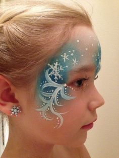 Elsa face paint Elsa Face Paint, Frozen Face Paint, Elsa Face, Bodysuit Tattoos, Christmas Face Painting, Frozen Face, Face Painting Easy, Kids Face Paint, Halloween Makeup Easy