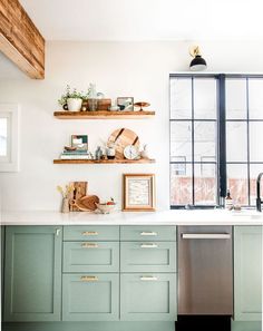 the kitchen is clean and ready to be used as a place for cooking or baking