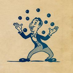 a drawing of a man juggling balls in the air