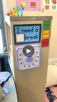 a machine that has been made to look like a clock with the words i need a break on it