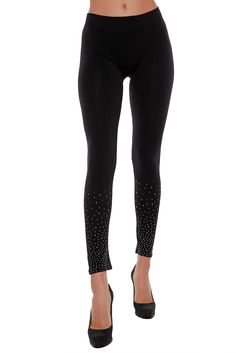 PRICES MAY VARY. US Size Missy Fit: Womens fashion leggings are sized as M/L. We recommend taking your measurements and using our size chart before buying rhinestone leggings featuring sparkly rhinestones around the lower legs of these ladies legging pants. Model is 5’11” wearing a Small womens black dressy leggings Returns: Free within 30 days for black leggings women in original condition, with tags attached, unworn, odor free, and unwashed Features: Soft leggings for women are made of a silky Womens Fashion Leggings, Rhinestone Leggings, Going Out Outfits For Women, Sparkly Leggings, Black Leggings Women, Dressy Leggings, Tunics With Leggings, Trendy Leggings, Ladies Pants