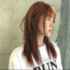 Bangs Layers Short Hair, Auburn Skunk Stripe Hair, Hair Stylies, Hair Inspiration Color