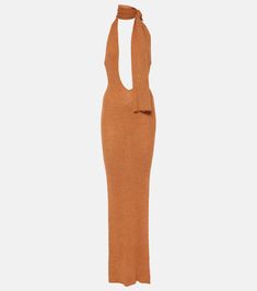 Eyre scarf-detail maxi dress in brown - Aya Muse | Mytheresa Muse Dress, Aya Muse, Dresses For The Races, Doctor Outfit, Orange Maxi Dress, Birthday Hair, Scarf Dress, Color Name, Mood Board Fashion