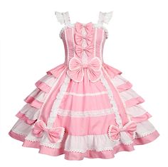 PRICES MAY VARY. This sweet Lolita princess dress is made of Cotton and Lace; soft and comfortable to wear; FEATURES--- Sleeveless lolita dress, Cute detachable bowknots on the bodice, Square collar, Multi Layer pleated with detachable bowknot, Lace up on back, Above the knee length, Bubble skirts, Lace decoration, Sweet Princess Skirts, Ruffle Girls Dress Costumes OCCASIONS--- This versatile lolita dress is ideal for Masquerade, Show, Opera, Tour, Birthday Party, Cosplay Party, anime expo, tea Dresses Materials, Princess Halloween, Girls Ruffle Dress, Princess Cosplay, Princess Skirt, Lace Layers, Maid Dress, Girls Sweet, Sweet Lolita