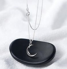 Sterling Silver Moon Clavicle Chain, Sterling Silver Moon Clavicle Chain Jewelry, Elegant Sterling Silver Moon Charm Necklace, Elegant Sterling Silver Necklace With Moon Charm, Minimalist Moon Phase Necklace, Minimalist Sterling Silver Charm Necklace, Elegant Moon Shape Clavicle Chain Necklace, Delicate Sterling Silver Clavicle Necklace, Sterling Silver Moon Phase Necklace