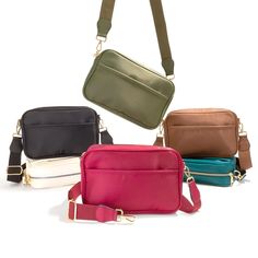 Nylon Camera Crossbody Bag – Belle & Ten Trendy Travel Camera Shoulder Bag, Trendy Travel Camera Bag With Removable Pouch, Trendy Travel Camera Bag With Detachable Strap, Trendy Rectangular Travel Camera Bag, Trendy Camera Bag With Mobile Phone Pocket For Travel, Trendy Camera Bag For On-the-go, Everyday Handbag, Nylon Bag, Running Errands