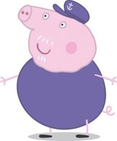 a cartoon pig with an anchor on its head and arms, standing in front of the viewer