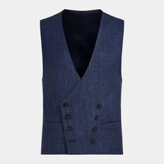 The perfect way to add some volume and depth to any look, this Ferrara double breated fit waistcoat is the perfect complement to any well-tailored suit or jacket. Men Wedding Suits, Blue Waistcoat, Office Jacket, Suits Formal, Double Breasted Waistcoat, Tailored Suit, Long Journey, Wool Flannel, Silk Linen