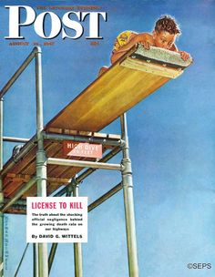 a magazine cover with a child on top of a wooden structure