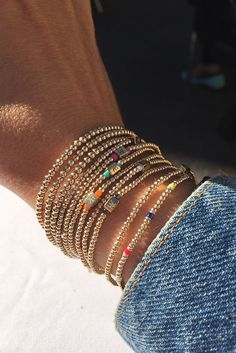 Bracelets Stacking, Summer Jewelry Trends, Beaded Jewelry Designs, Gold Charm Bracelet, A Bracelet, Jewelry Lookbook, Gold Bangle Bracelet, Silver Bangle Bracelets