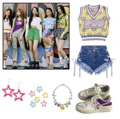 the girls are wearing colorful outfits and converse shoes, including one with stars on it