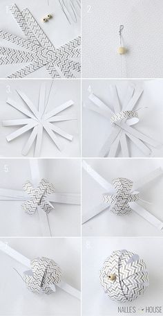 how to make an origami snowflake out of paper and ribbon - step by step instructions