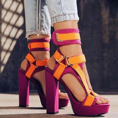 Material: PUSize: CN35, CN36, CN37, CN38, CN39, CN40, CN41, CN42, CN43, CN44Color: Rose Red, BlackHeight High: 14CMStyle: Sexy, Party, FashionPattern Type: Colorblock, Buckles, Platform, Chunky Heel SandalsOccasion: Party, Club, Summer, CasualPackage Contents: 1* Shoes, without Accessories. Shoe Goals, Ankle Strap Chunky Heels, Chunky Heel Sandals, Hot Heels, Chunky Heels Sandals, Fresh Kicks, Platform High Heels, Fashion Heels, Pretty Shoes