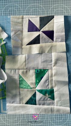 the quilts are being worked on with scissors