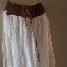 Womans Skirt Size L, Fully Lined Two Tier Ruffle. Macrame Elastic Waist (Brown) Relaxed Brown Maxi Skirt For The Beach, Brown Maxi Skirt For Beach, Brown Relaxed Fit Maxi Skirt For Beach, Casual Brown Beach Skirt, Flowy Brown Maxi Skirt For Beach, Brown Beach Skirt With Elastic Waistband, Brown Lined Maxi Skirt For Beach, Brown Elastic Waistband Skirt For Beach, Brown Skirt With Elastic Waistband For Beach