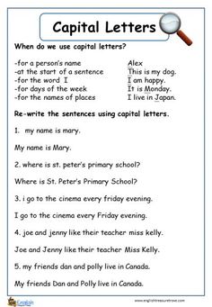 capital letters worksheet with the words capital and capital in english, which are used to