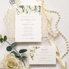 wedding stationery with flowers and lace