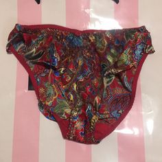 Vintage 80s Victoria Secret Flutter Satin Bikini Pantie Gold Label. Very Beautiful Sexy Soft Mesh See Thru Front . Rare Find! 100% Polyester 1980s Nwot Gold Labels, Red Gold, Women's Intimates, Satin, Floral, Women Shopping, Gold, Color