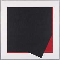 an abstract painting with black and red lines