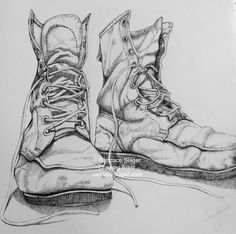 a pencil drawing of a pair of shoes