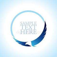 an eagle flying in the sky with a circle around it that says sample text here