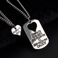 Daddy's Girl 2 Piece Necklace Set Father Daughter Gift Charm Pendant Set #Kc15 Father Daughter Necklace, Father Daughter Gifts, Keychain Necklace, Double Necklace, Family Necklace, Granddaughter Gift, Month Gifts, Family Jewellery, Daughter Necklace