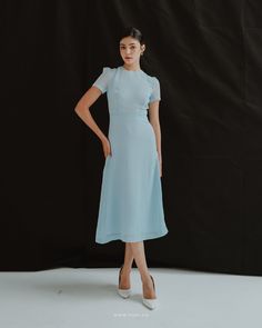 Party Dress With Button Line Back/ Basic Blue Dress/ Celestial - Etsy Bridesmaid Dress Modest, Celestial Dress, Modest Prom Dress, Anastasia Dress, Modest Prom, Dress Graduation, Dress Modest, Marine Uniform, Modest Bridesmaid Dresses