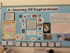 a bulletin board with information about the journey of explorer