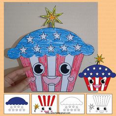 an american flag cupcake cutout with stars and stripes on it, in the middle of