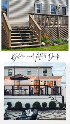 the before and after photos of a deck