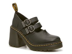 Doc Martens Heels, Mary Jane Doc Martens, Doc Martens Mary Janes, Funky Shoes, Bold Style, Mary Jane Heels, Sneaker Brands, Classic Silhouette, Black Pumps