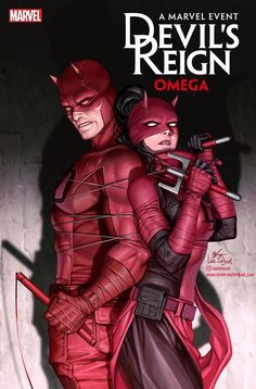 the cover to devil's reign omega, featuring dared and catwoman