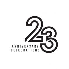 the 25th anniversary celebrations logo is shown in black and white, with an abstract design