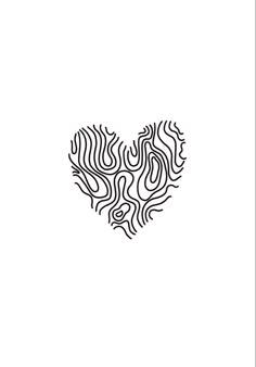 a black and white drawing of a heart with wavy lines in the shape of a wave