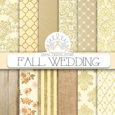 gold and white wedding digital paper pack