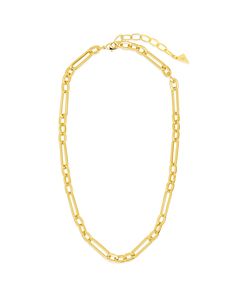 Make a statement and stand out from the crowd with this unique Carmen Chain Necklace. Featuring a mixed link chain with alternating sizes, it's the perfect layering accessory for every occasion. So go ahead, let your style shine! Materials: 14K gold or rhodium plated brass Features: Measures 16" with 2" extender, 0.25" width, Lead & Nickel free, lobster clasp Chic Metal Chain Necklace With Rectangular Links, Chic Metal Necklaces With Rectangular Links, Chic Rectangular Links Chain Necklace, Elegant Adjustable Chain Jewelry For Workplace, Elegant Link Jewelry For Work, Elegant Metal Jewelry For Work, Elegant Chain Necklace With Adjustable Chain, Elegant Gold Chain Necklace With Oval Links, Chic Metal Necklace With Paperclip Chain