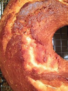 a close up of a cake on a cooling rack