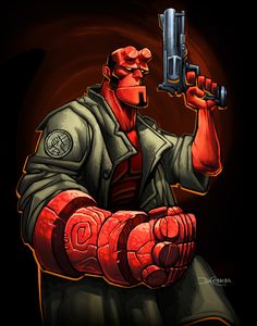 [link] Un hellboy en photshop, Bueno no tengo mucho que comentar, salvo que soy otro gran fan de Mignola, solo que...bueno, mi influencia no es tan literal en cuanto a forma o oficio 2d, tintas etc... Hellboy Characters, Pulp Comics, Gamer Art