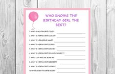 Pink Birthday Game | Who Knows the Birthday Girl Printable | Kids Games | Party Games | Birthday Activity | INSTANT DOWNLOADIncludes: 1 PDF file. 2 cards per sheet. Cards are 5x7 inches Party Games Birthday, 50th Birthday Party Games, Small Birthday Parties, Games Party, Birthday Activities, Printable Kids, Games For Teens, Kids Games, Kids Party Games